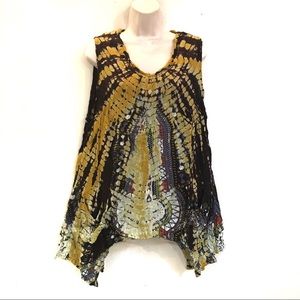 Hippie Tie Dye Dashiki Reggae Festival Top Brown